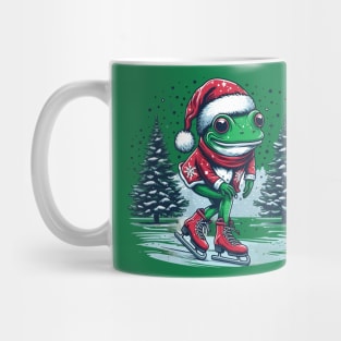 Frog Ice Skating Christmas Mug